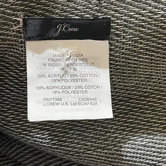 J.Crew Scarf Poncho Grey Cream Blanket Stripe One Size Fringe Wrap - Picture 6 of 7